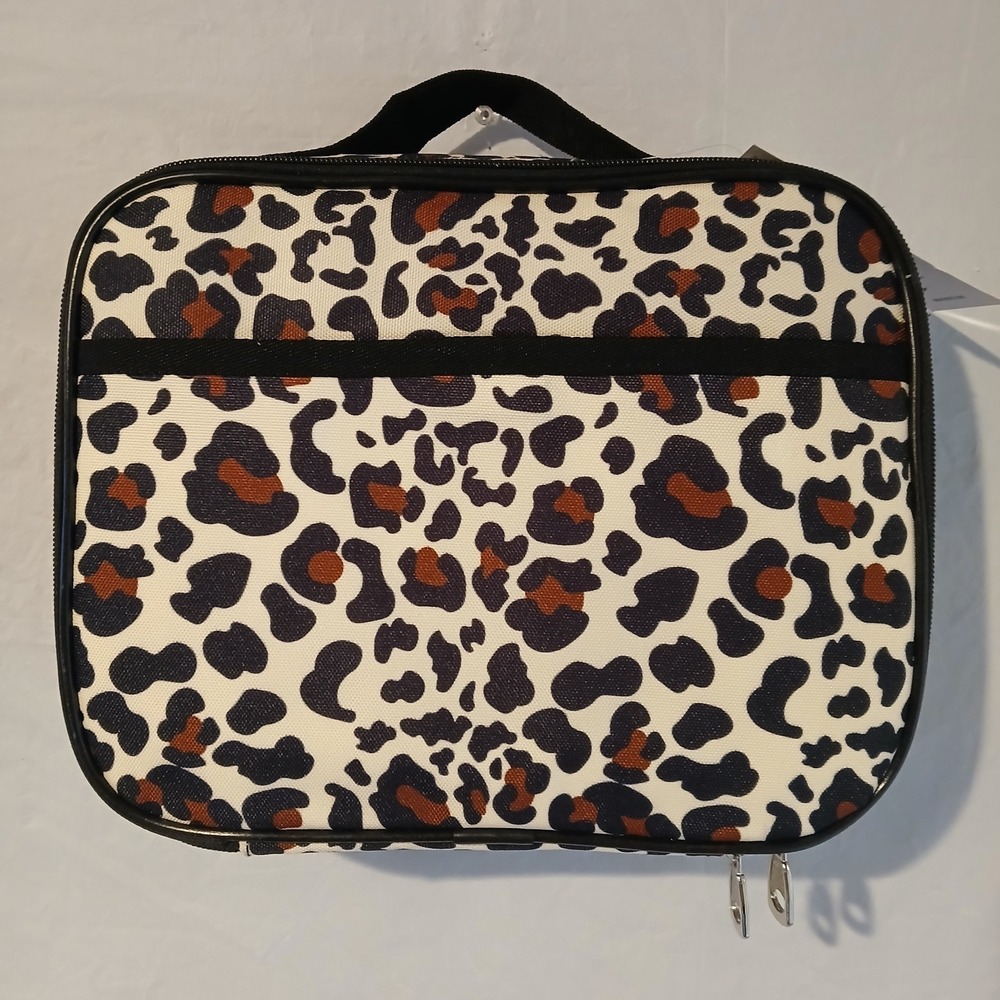 Fenrici Double Zipper Lunch Bag Cheetah Print NWT!